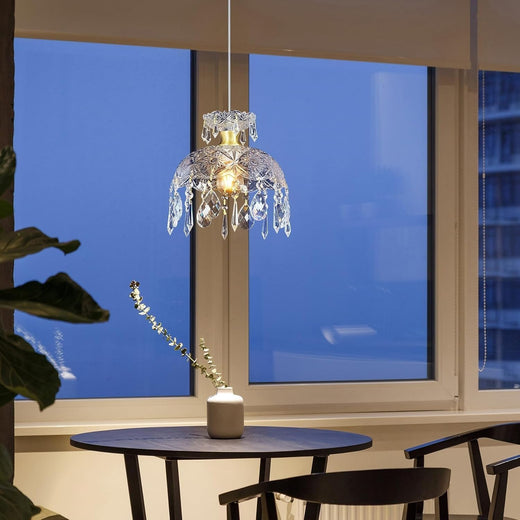 Modern Bronze Glass Pendant Light 25 cm with Clear Crystal Ball E27 Height Adjustable Vintage Style for Kitchen Island Bedroom Dining Room Living Room Chandelier