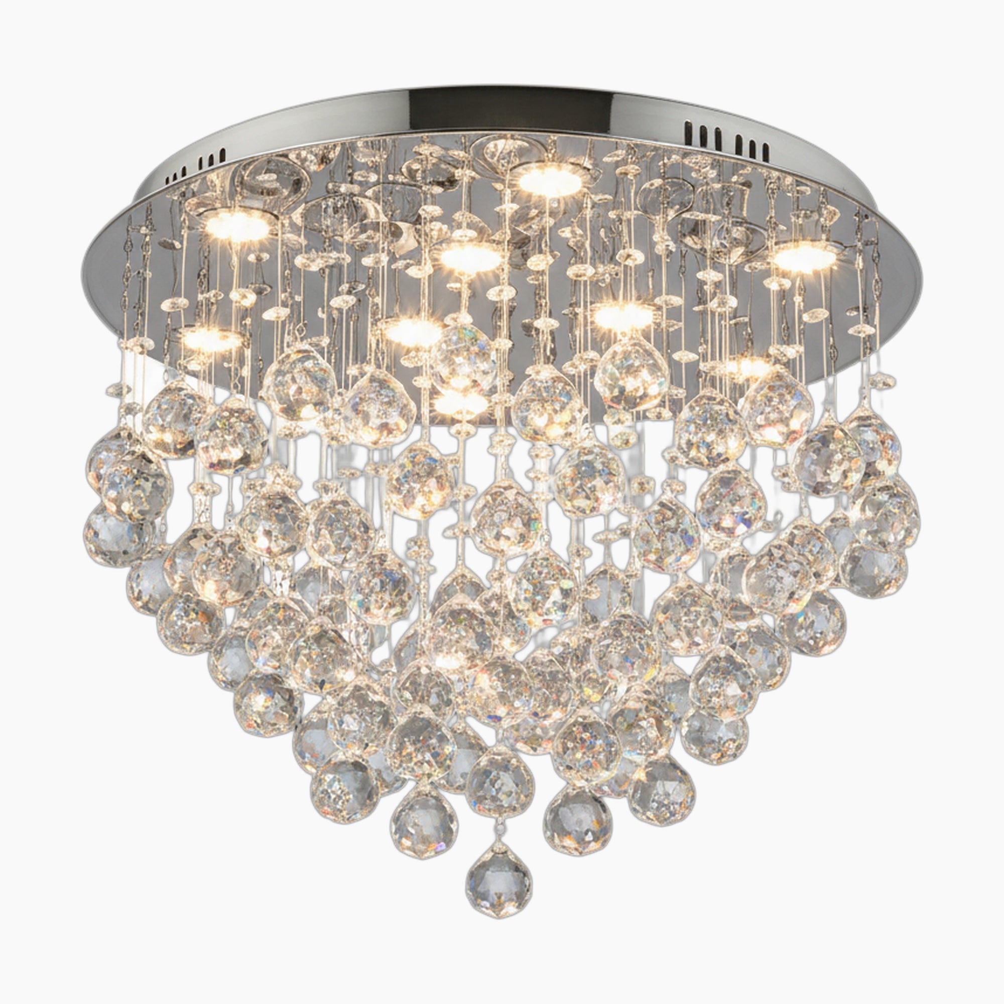 Lustre boule en cristal LED rond, éclairage K9 de 9 lumières