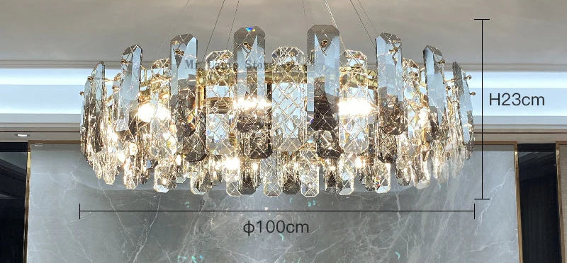 Lustre Cristal Moderne LED Luxe Atmosphérique Doré