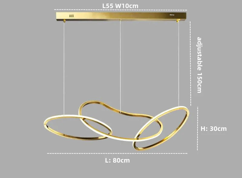 Grand Lustre en Cristal avec Design Moderne et Anneaux LED