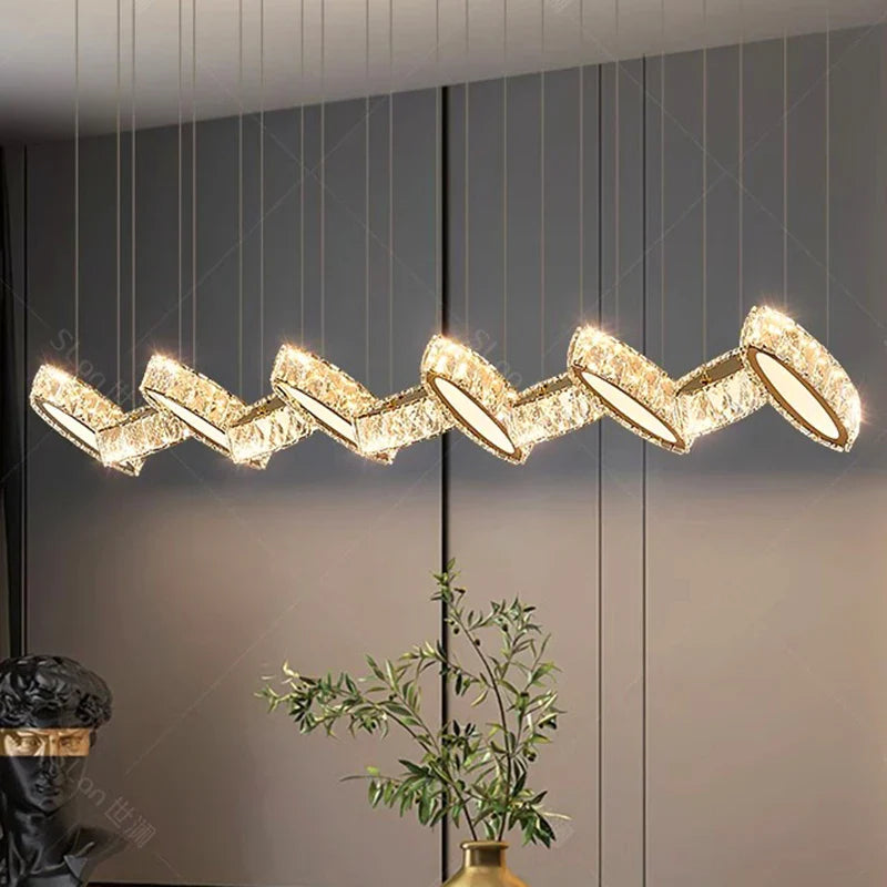 Lustre suspendu en cristal, design moderne, éclairage LED, structure élégante