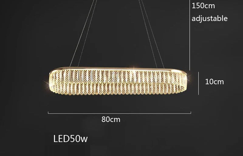 Lustre Verre Cristal Losange Rond à Plusieurs Anneaux Luxueux