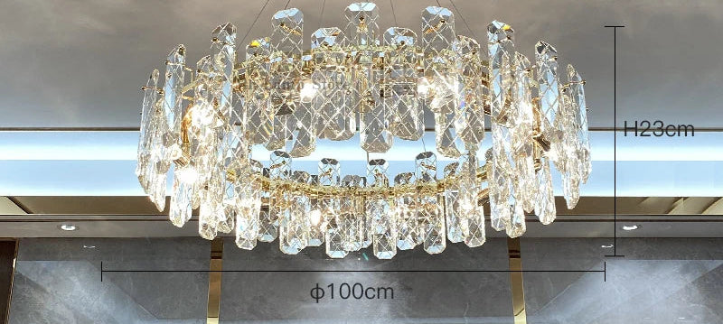 Lustre Cristal Moderne LED Luxe Atmosphérique Doré