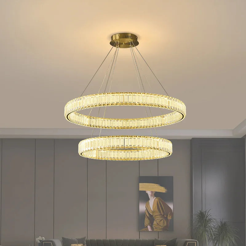 Lustre en Cristal Lumineux avec Éclairage LED Suspendu Moderne