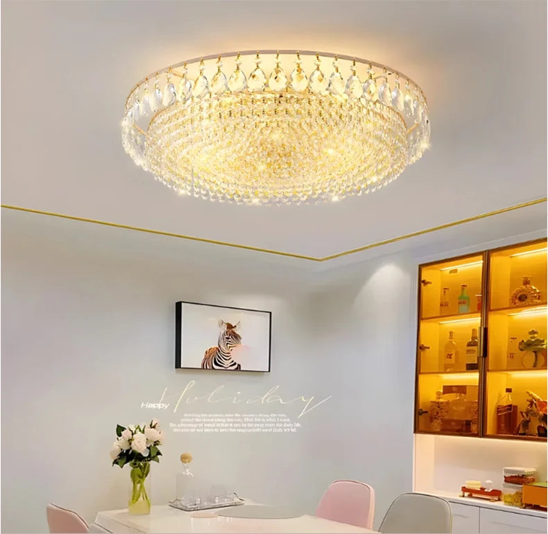 Lustre art déco en cristal LED moderne pour intérieur, matériel fer, installation semi-encastrée.