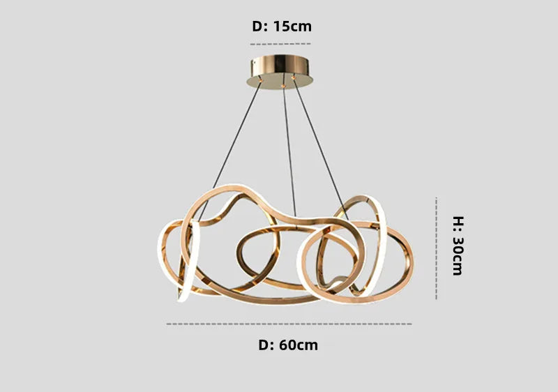 Grand Lustre en Cristal avec Design Moderne et Anneaux LED