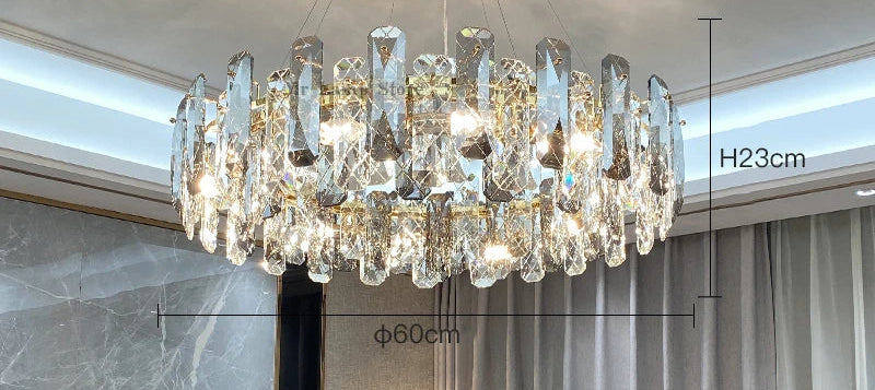 Lustre Cristal Moderne LED Luxe Atmosphérique Doré