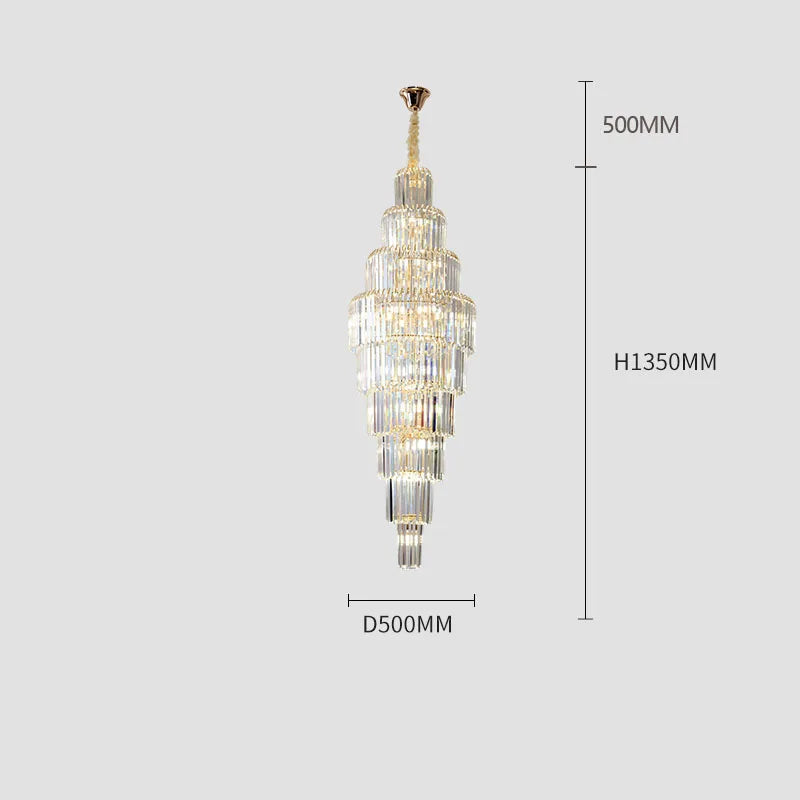 Lustre cristal ancien pour escaliers et espaces d'accueil en hôtel