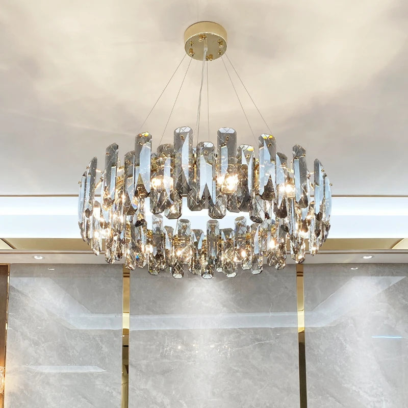 Lustre Cristal Moderne LED Luxe Atmosphérique Doré