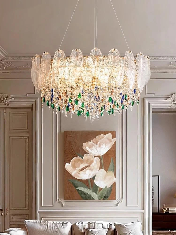 Lustre en Verre Cristal Design Italien Moderne Ronde LED
