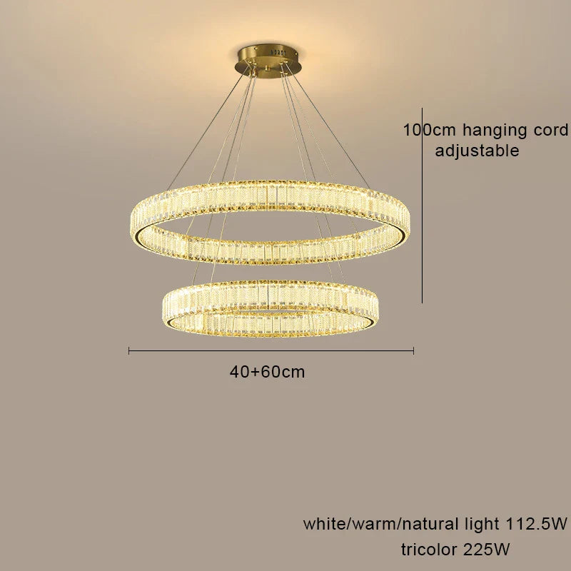 Lustre en Cristal Lumineux avec Éclairage LED Suspendu Moderne