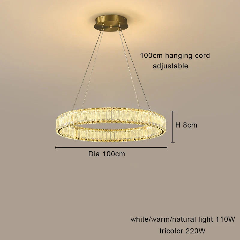 Lustre en Cristal Lumineux avec Éclairage LED Suspendu Moderne
