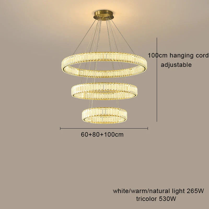 Lustre en Cristal Lumineux avec Éclairage LED Suspendu Moderne