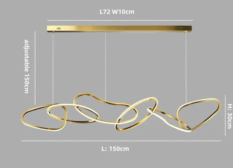 Grand Lustre en Cristal avec Design Moderne et Anneaux LED