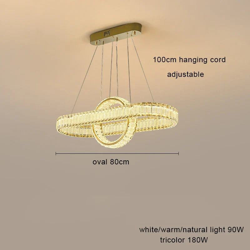 Lustre en Cristal Lumineux avec Éclairage LED Suspendu Moderne