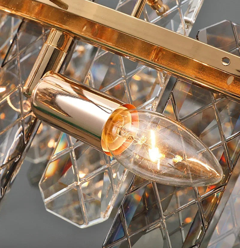 Lustre Cristal Moderne LED Luxe Atmosphérique Doré