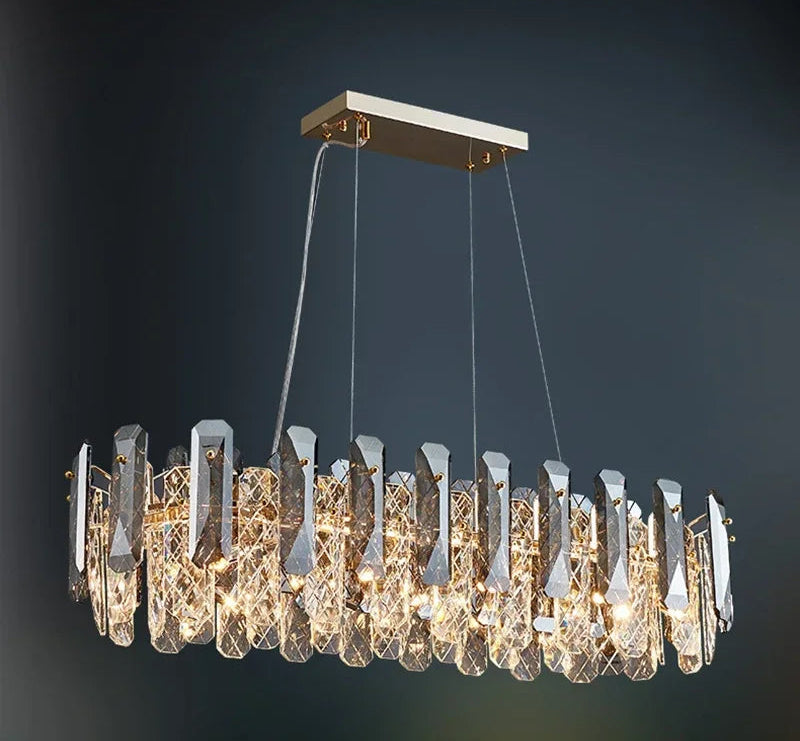 Lustre Cristal Moderne LED Luxe Atmosphérique Doré