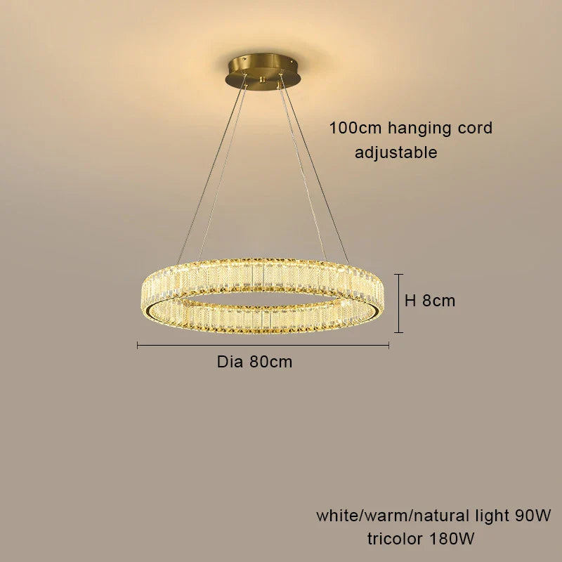 Lustre en Cristal Lumineux avec Éclairage LED Suspendu Moderne