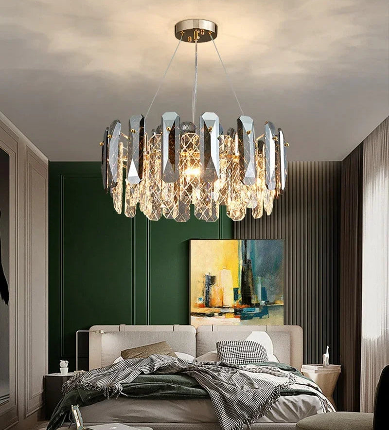 Lustre Cristal Moderne LED Luxe Atmosphérique Doré
