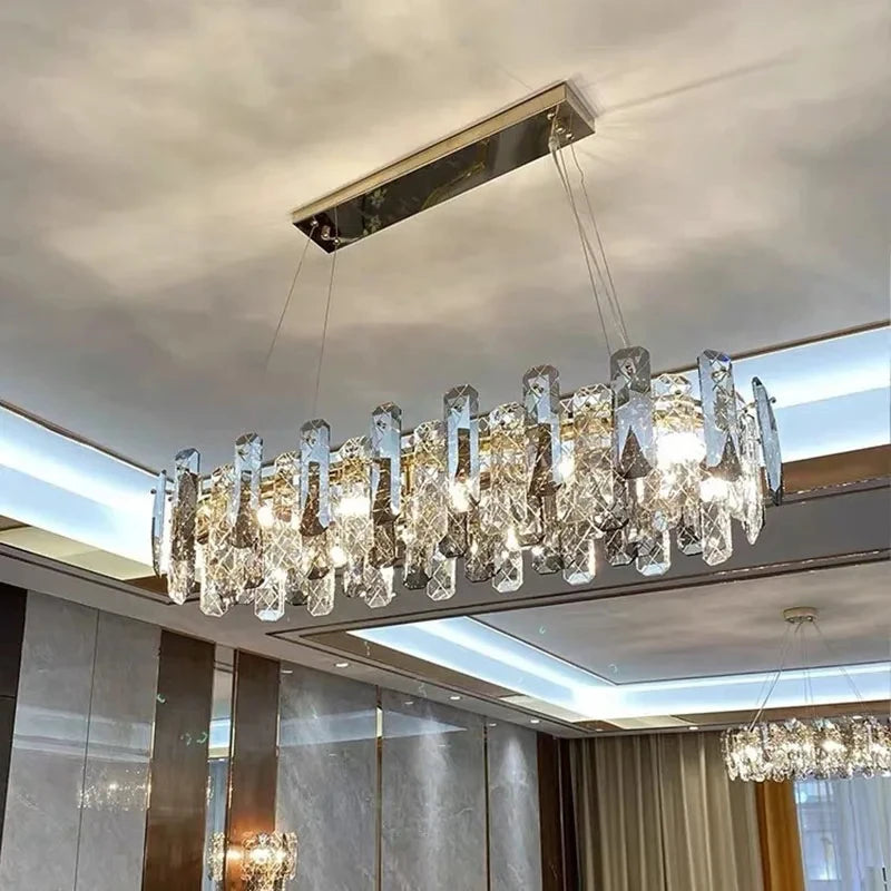 Lustre Cristal Moderne LED Luxe Atmosphérique Doré