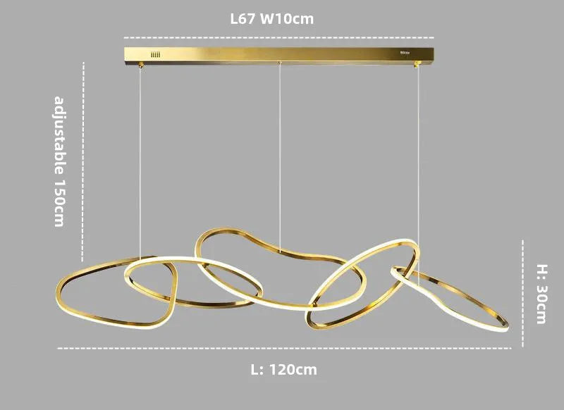 Grand Lustre en Cristal avec Design Moderne et Anneaux LED