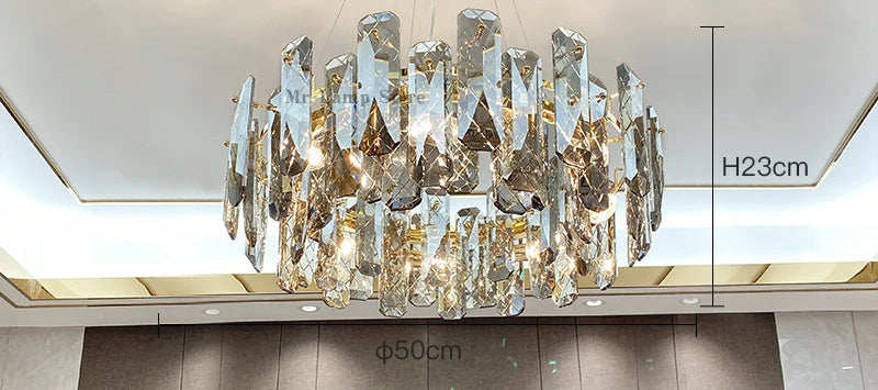 Lustre Cristal Moderne LED Luxe Atmosphérique Doré