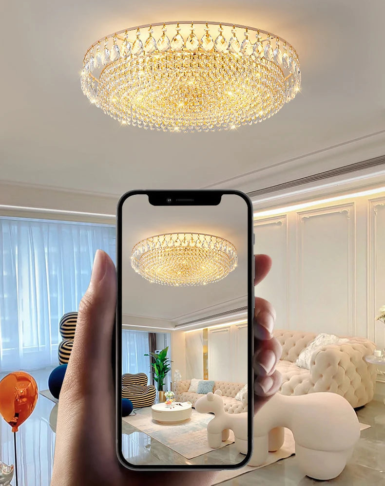 Lustre art déco en cristal LED moderne pour intérieur, matériel fer, installation semi-encastrée.