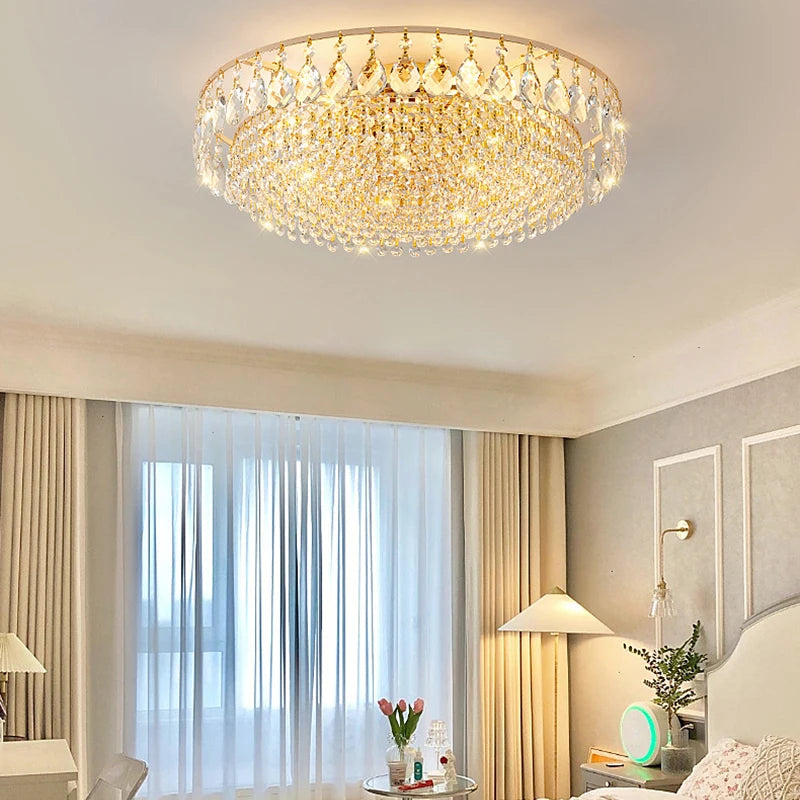 Lustre art déco en cristal LED moderne pour intérieur, matériel fer, installation semi-encastrée.