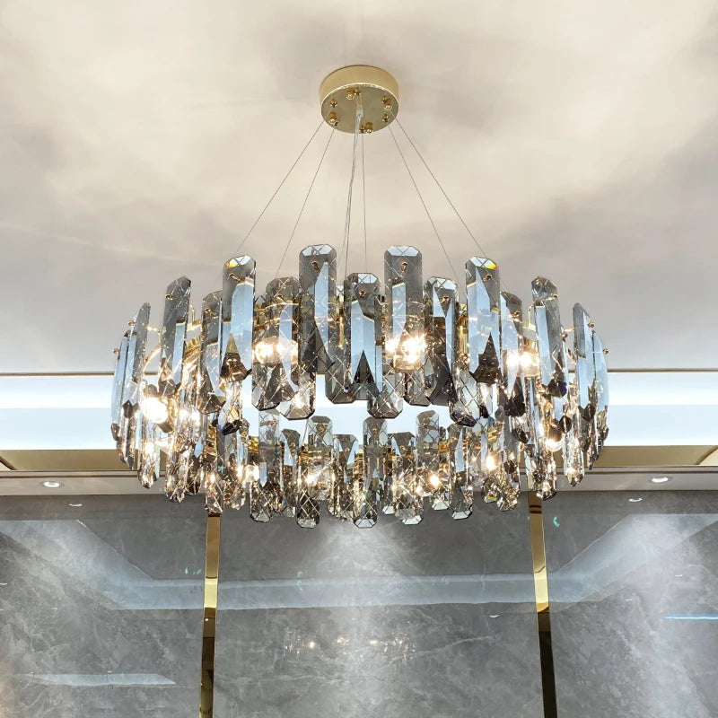 Lustre Cristal Moderne LED Luxe Atmosphérique Doré