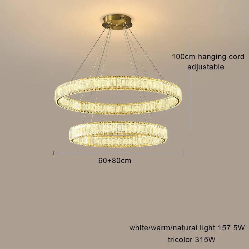 Lustre en Cristal Lumineux avec Éclairage LED Suspendu Moderne