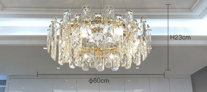 Lustre Cristal Moderne LED Luxe Atmosphérique Doré