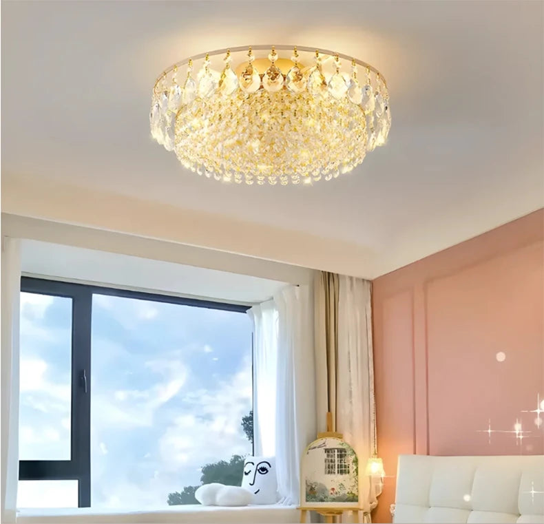 Lustre art déco en cristal LED moderne pour intérieur, matériel fer, installation semi-encastrée.