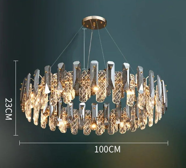 Lustre Cristal Moderne LED Luxe Atmosphérique Doré