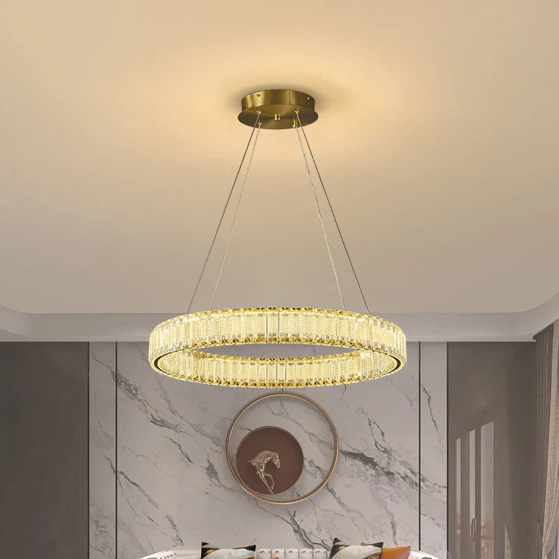 Lustre en Cristal Lumineux avec Éclairage LED Suspendu Moderne