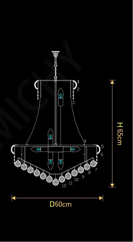 Grand lustre en cristal européen pour salons luxueux, hôtels et villas