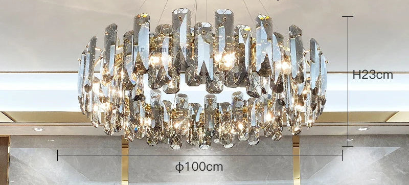 Lustre Cristal Moderne LED Luxe Atmosphérique Doré