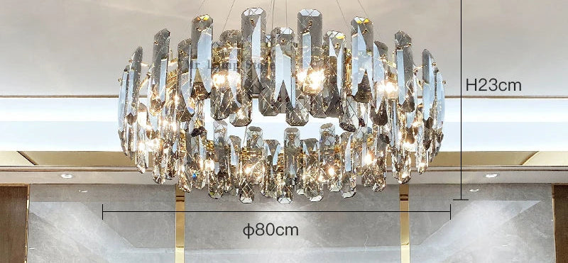 Lustre Cristal Moderne LED Luxe Atmosphérique Doré