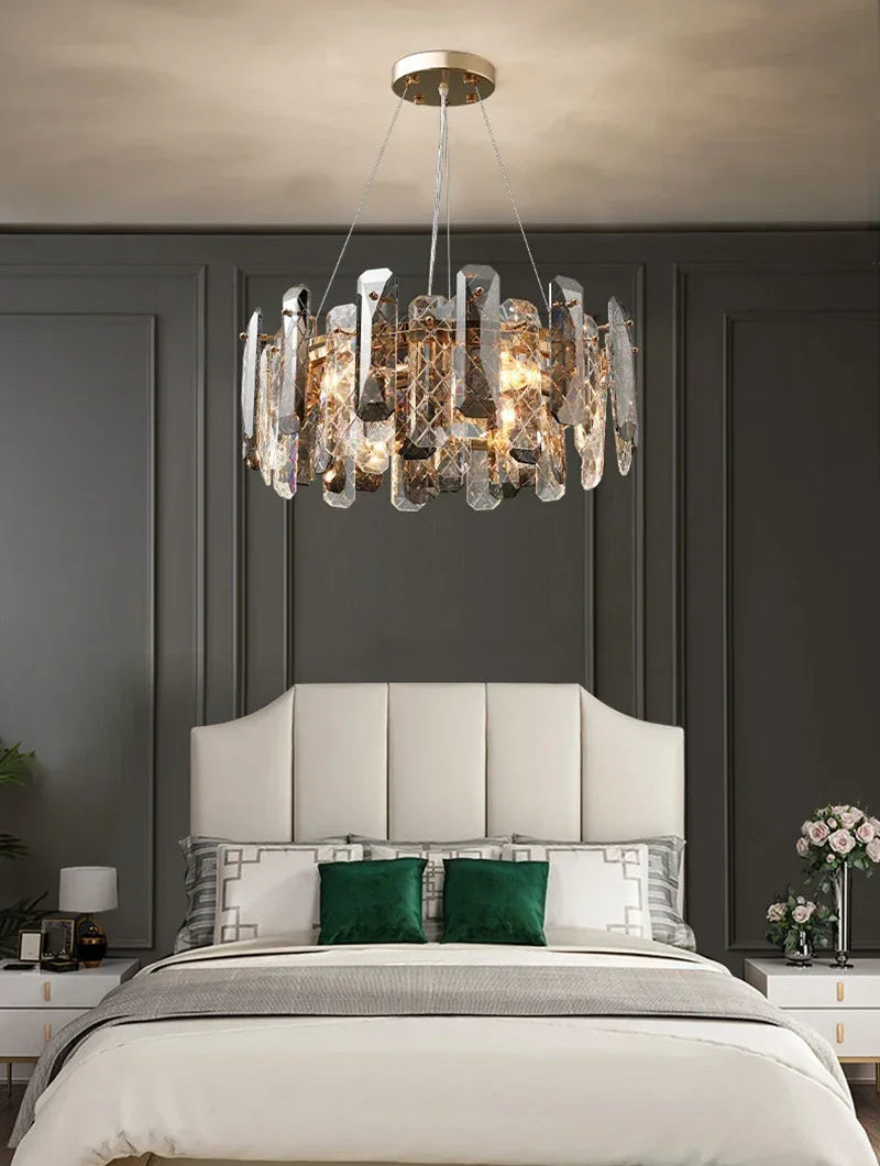 Lustre Cristal Moderne LED Luxe Atmosphérique Doré