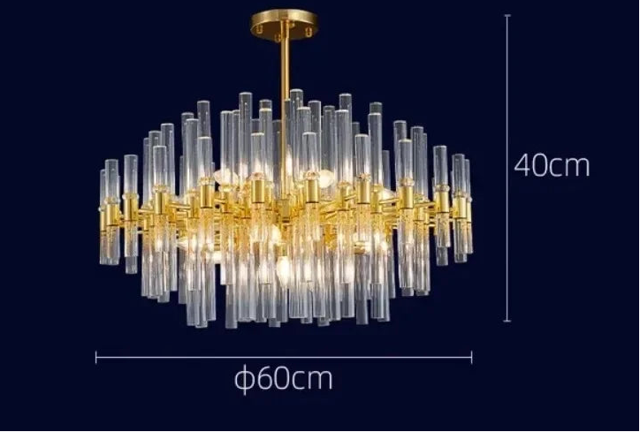 Lustre doré cristal élégance moderne LED pour intérieurs chics