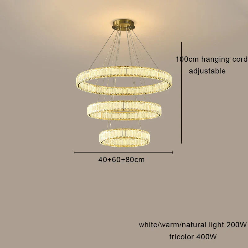 Lustre en Cristal Lumineux avec Éclairage LED Suspendu Moderne