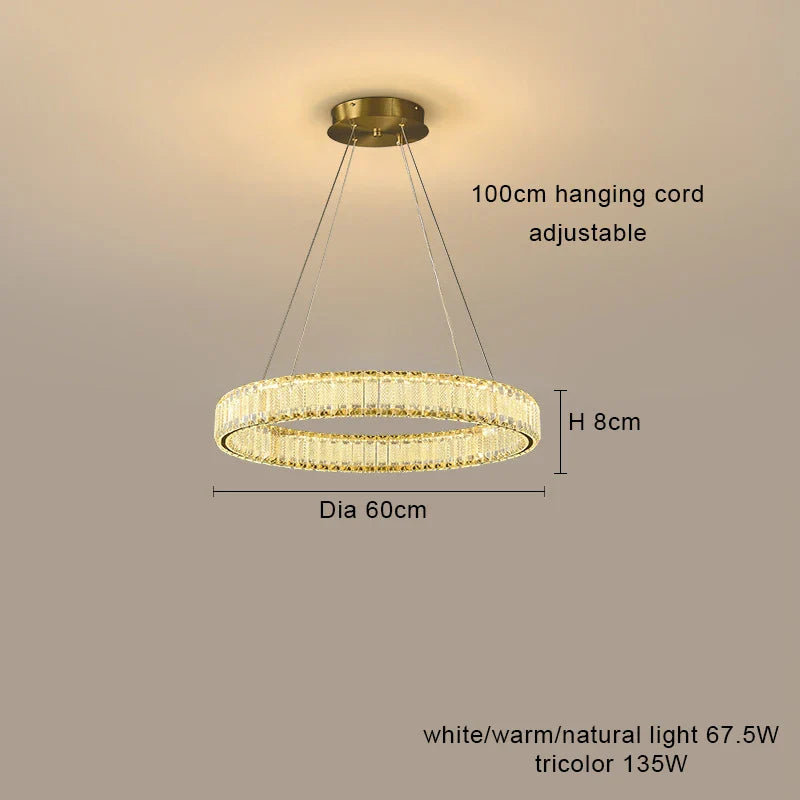 Lustre en Cristal Lumineux avec Éclairage LED Suspendu Moderne