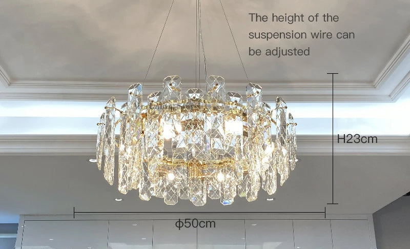 Lustre Cristal Moderne LED Luxe Atmosphérique Doré