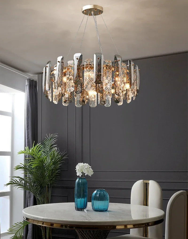 Lustre Cristal Moderne LED Luxe Atmosphérique Doré