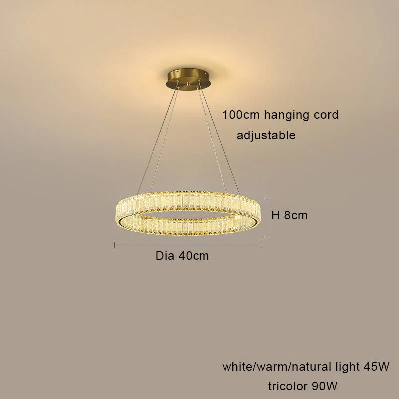 Lustre en Cristal Lumineux avec Éclairage LED Suspendu Moderne