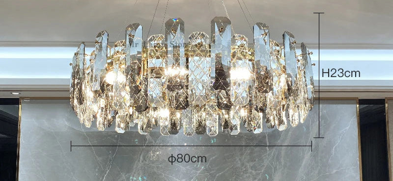 Lustre Cristal Moderne LED Luxe Atmosphérique Doré