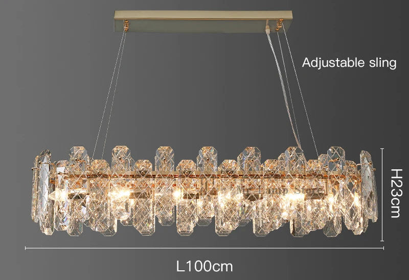 Lustre Cristal Moderne LED Luxe Atmosphérique Doré
