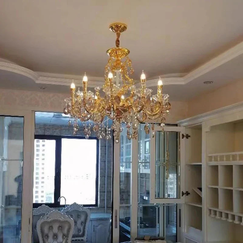 Lustre baroque en cristal avec éclairage LED moderne suspendu.