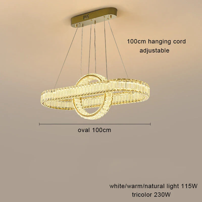 Lustre en Cristal Lumineux avec Éclairage LED Suspendu Moderne