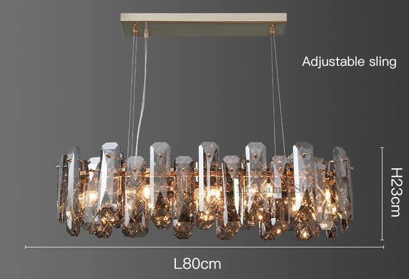 Lustre Cristal Moderne LED Luxe Atmosphérique Doré