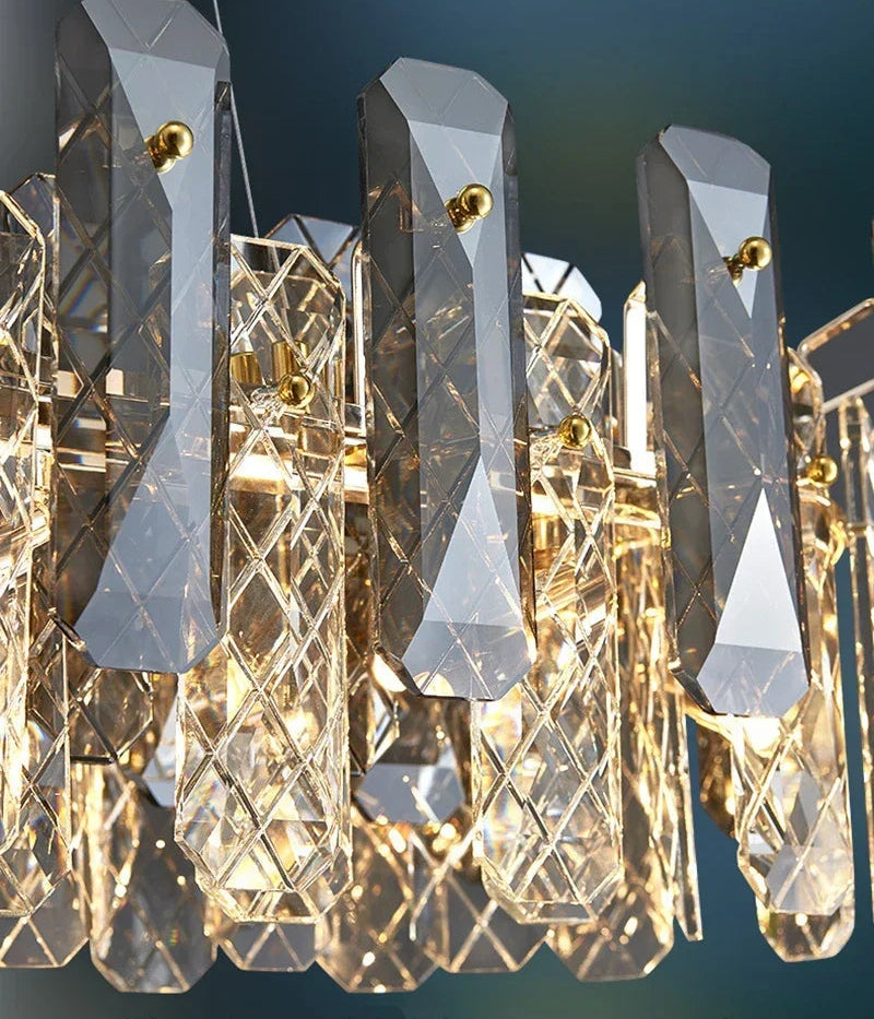 Lustre Cristal Moderne LED Luxe Atmosphérique Doré